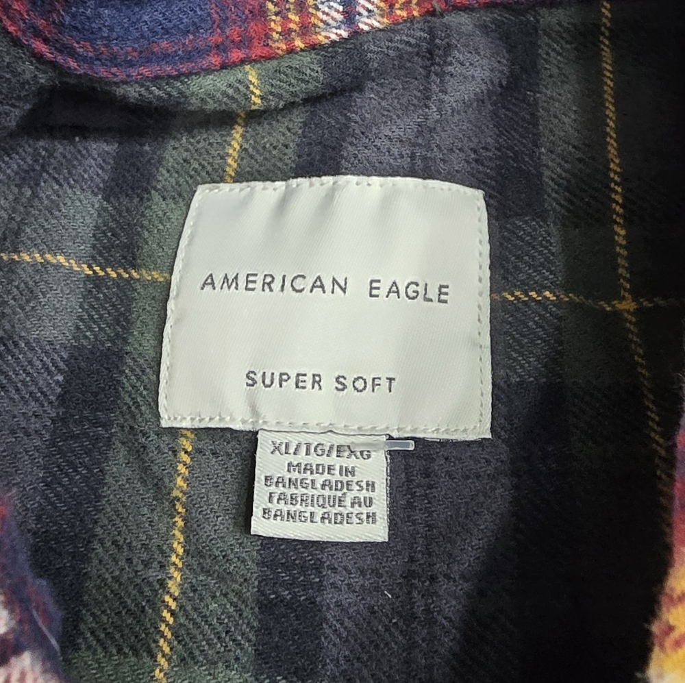 American Eagle Super Soft Patchwork Glannel Plaid… - image 2